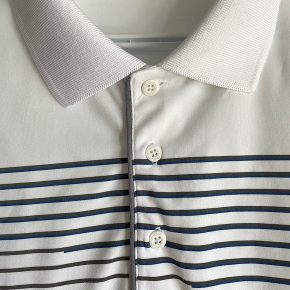Snake Eyes Men's White With Grey Stripe Golf/Polo Shirt - Size XL - Picture 3 of 7